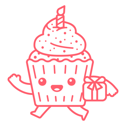 cupcake de aniversário kawaii Desenho PNG