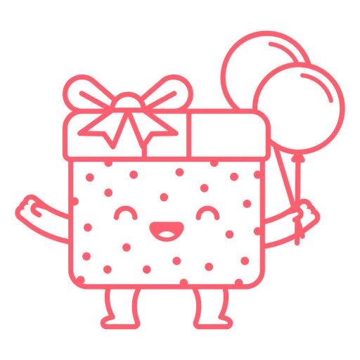 Birthday gift box kawaii PNG Design
