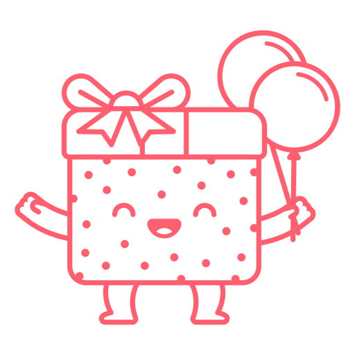 Caixa de presente de aniversário kawaii Desenho PNG