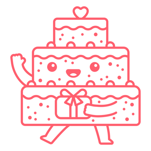 Pastel de cumpleaños rosa kawaii Diseño PNG