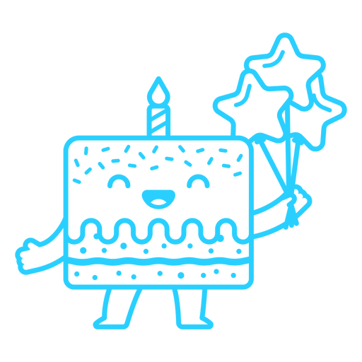 Geburtstag fröhlicher Kuchen kawaii PNG-Design