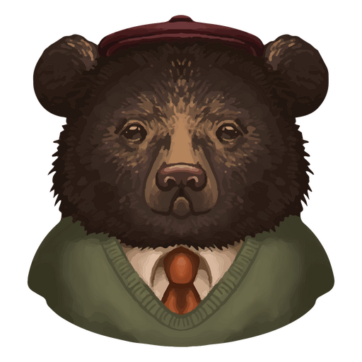 Urso pardo vestido Desenho PNG