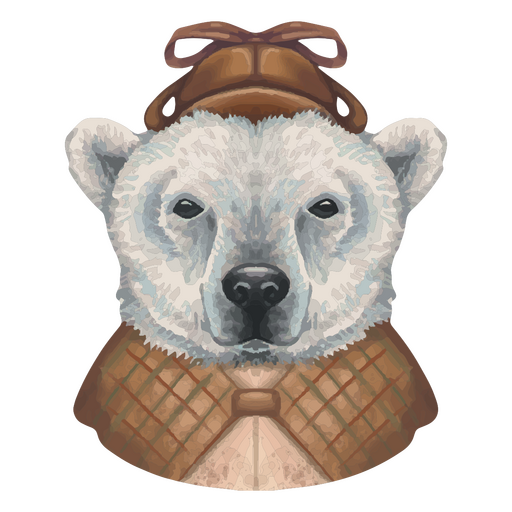 Realistic polar bear dress as detective PNG Design