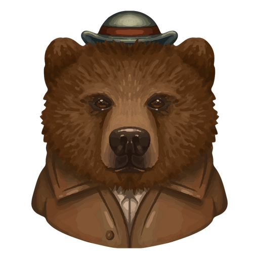 Oso grizzly con sombrero Diseño PNG