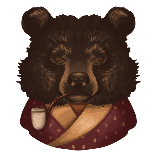 Realistic grizzly bear smoking PNG Design