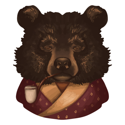 Realistischer Grizzlybär raucht PNG-Design