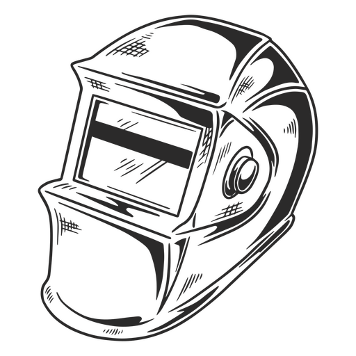 Dibujo detallado del casco de soldadura Diseño PNG