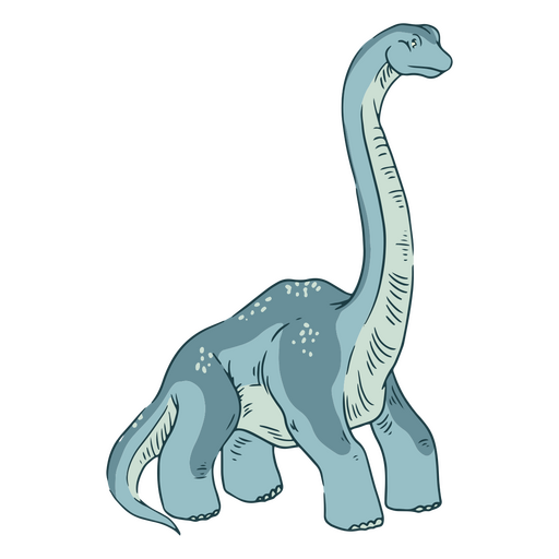 Dinossauro braquiossauro azul em p? Desenho PNG