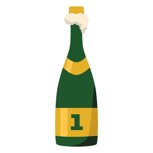 Botella de champán con el número 1 Diseño PNG