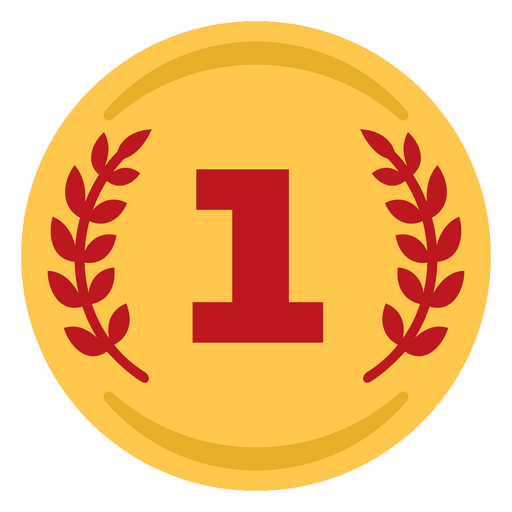 Medalla de oro con corona de laurel. Diseño PNG