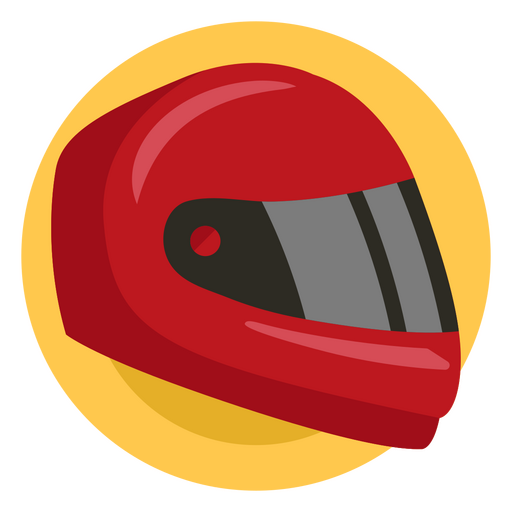 Ícone vermelho do capacete da motocicleta em um fundo amarelo Desenho PNG