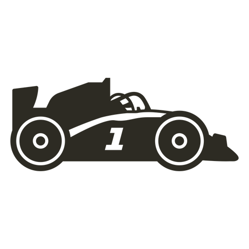 Silhueta de um carro de corrida com o número um Desenho PNG
