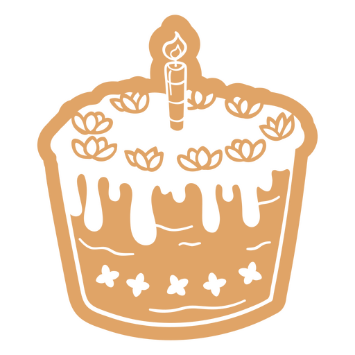 Light brown cake with a candle on it PNG Design