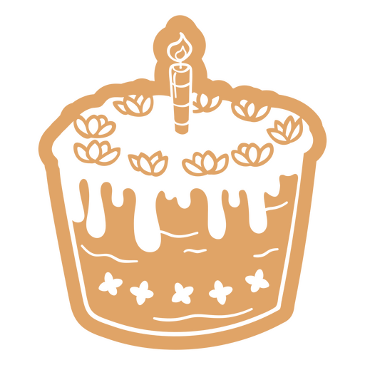 Pastel marrón claro con una vela encima Diseño PNG