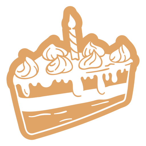 Piece of cake with a candle on it PNG Design