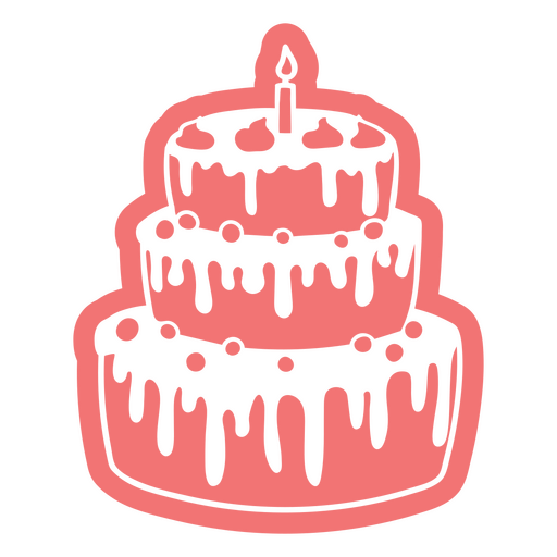 Pink cake with a candle on it PNG Design