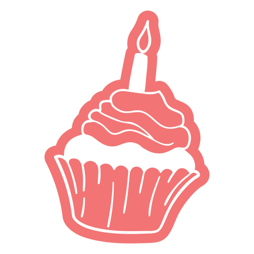 Pink cupcake with a candle on it PNG Design