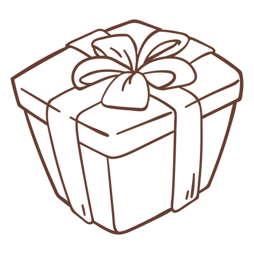 Brown gift box with a bow PNG Design
