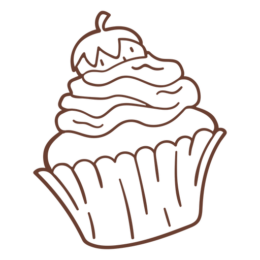 Strichdesign eines Cupcakes PNG-Design