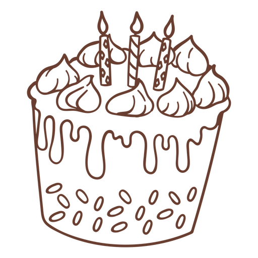 Birthday cake with candles stroke PNG Design