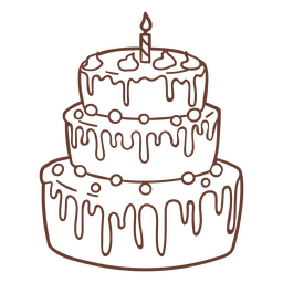 Cake With A Candle On It Stroke PNG & SVG Design For T-Shirts
