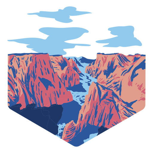 Rote Schlucht mit Bergen und Wolken PNG-Design