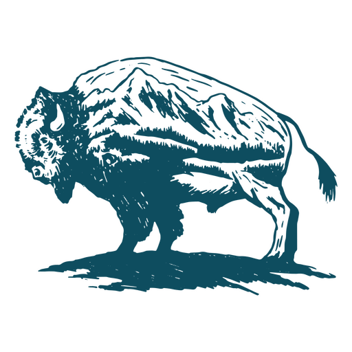Blue bison drawing PNG Design