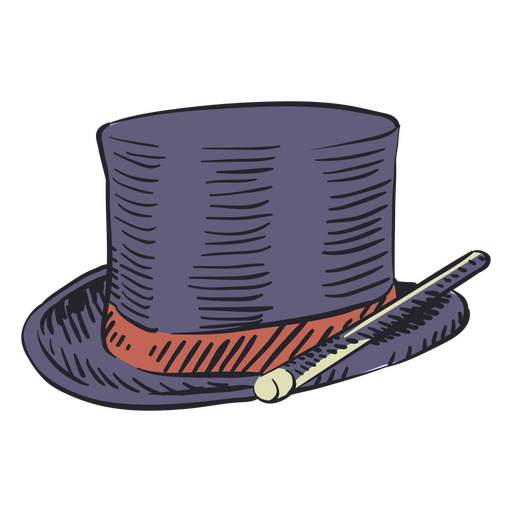 Magician's hat and wand PNG Design