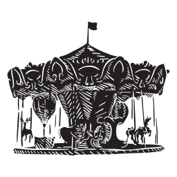 High contrast circus carousel PNG Design