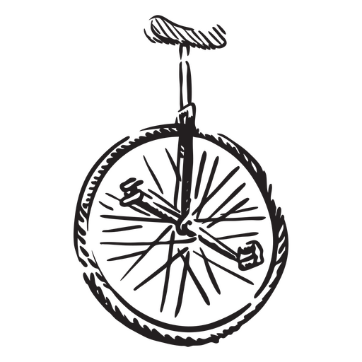 Black and white drawing of a unicycle PNG Design