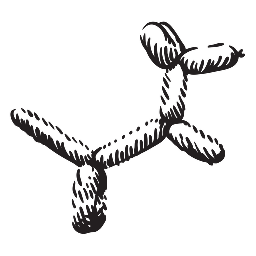 Black and white drawing of a balloon dog PNG Design