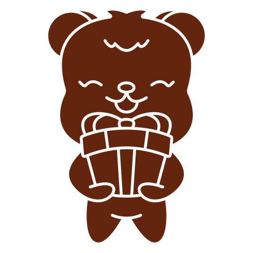 Urso de pelúcia com presente de aniversário Desenho PNG