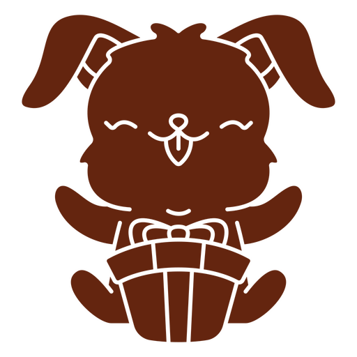 Joyful bunny with gift PNG Design