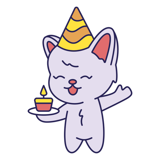 Gatito con cupcake de cumpleaños Diseño PNG