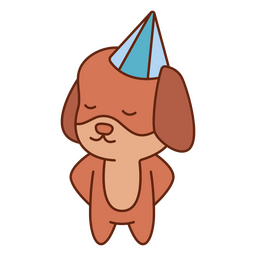 Cute Puppy With Birthday Hat PNG & SVG Design For T-Shirts