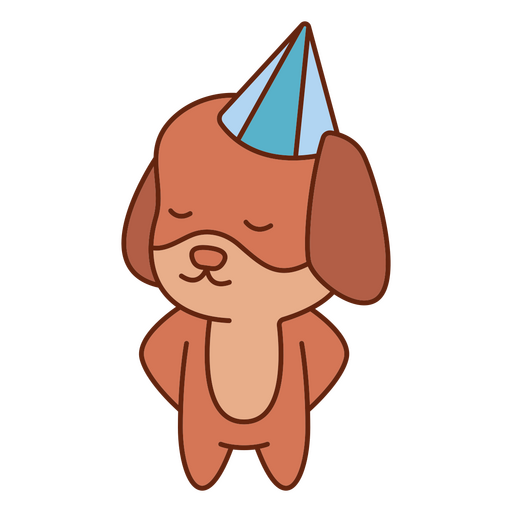 Filhote de cachorro bonito com chapéu de aniversário Desenho PNG
