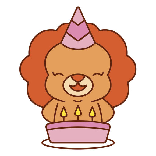 Joyful lion celebrating birthday PNG Design