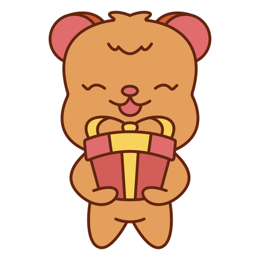 Teddy bear carrying gift PNG Design