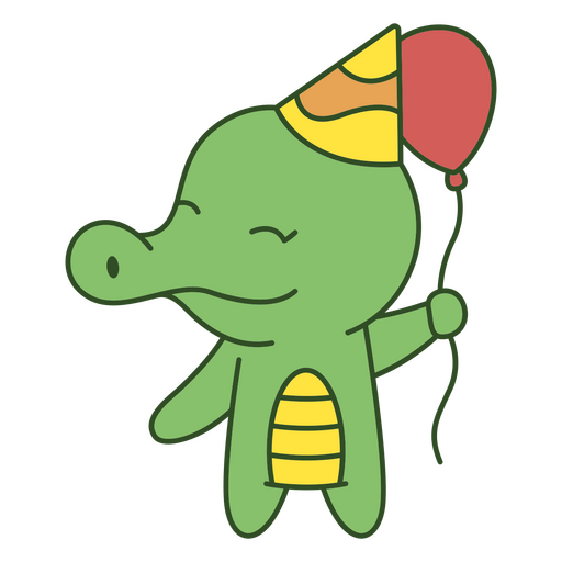 Crocodile with party hat PNG Design