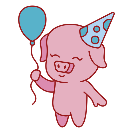 Pork with birthday hat PNG Design