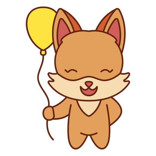 Foxie holding balloon PNG Design