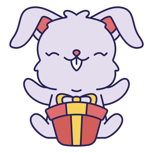 Cute bunny with gift PNG Design