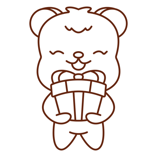 Fofo urso de pelúcia com presente Desenho PNG