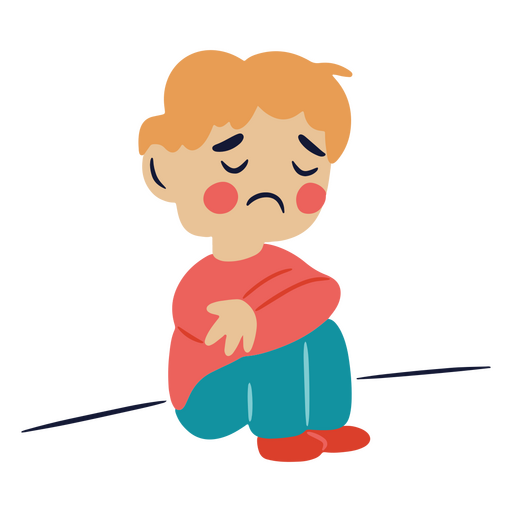 Niño sentado triste Diseño PNG