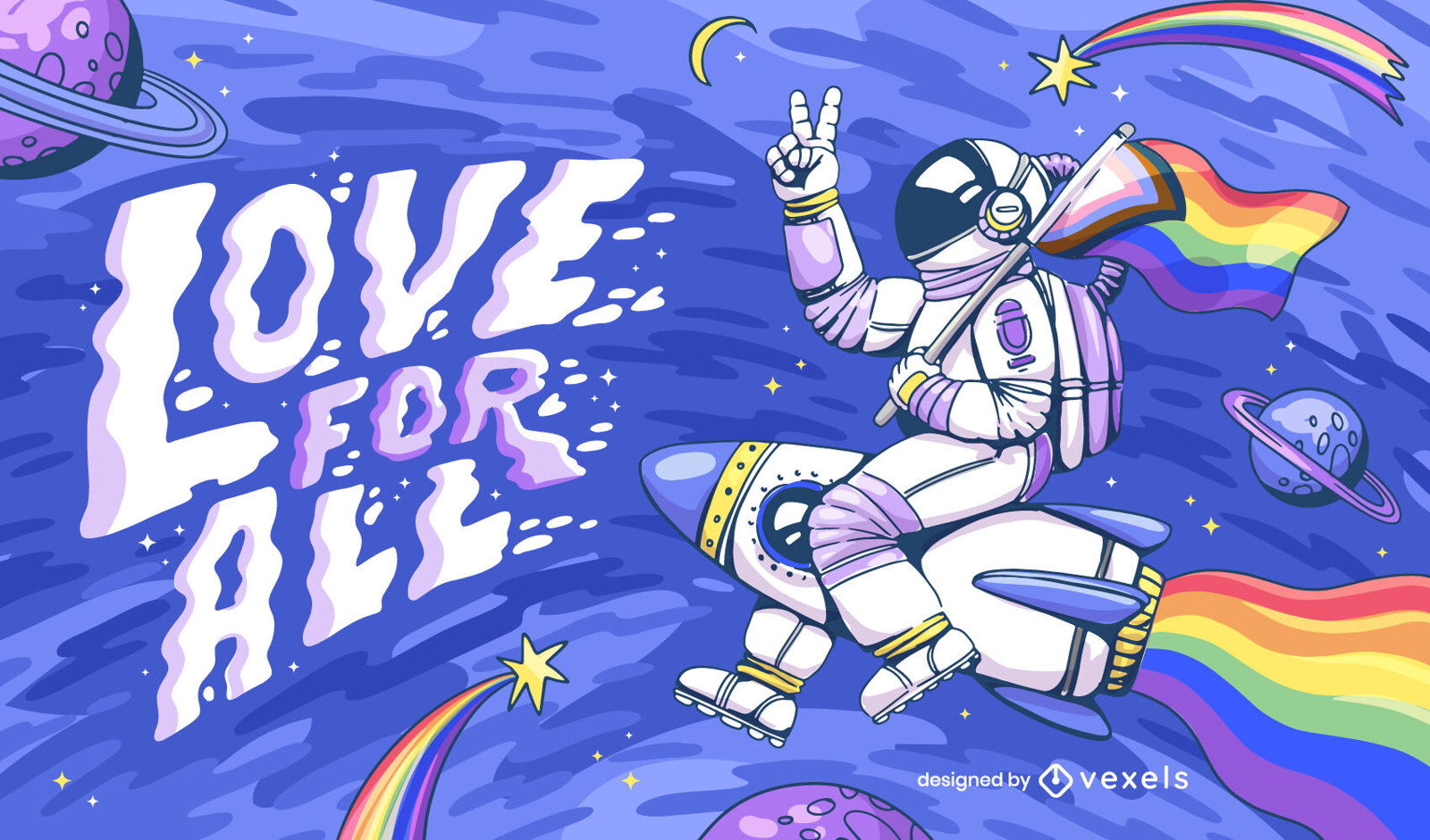 Pride astronaut lettering design