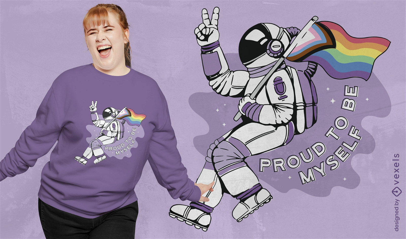 Astronauta con diseño de camiseta de bandera de orgullo