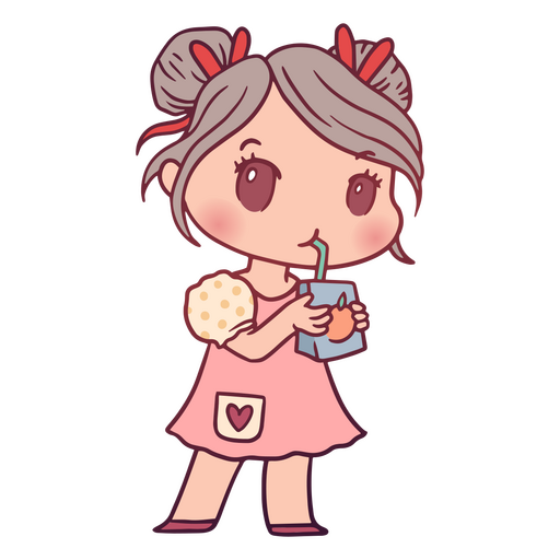 Trinkender Saft des Kawaii-Mädchens PNG-Design