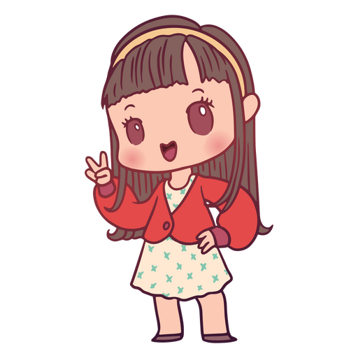 Saludo de niña kawaii Diseño PNG