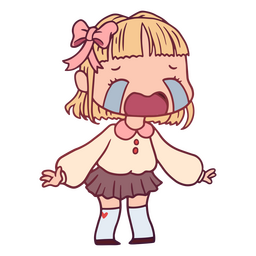 Chibi Girl With Tears On Her Face PNG & SVG Design For T-Shirts