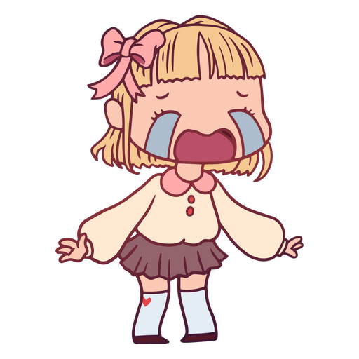 Chibi girl with tears on her face PNG Design